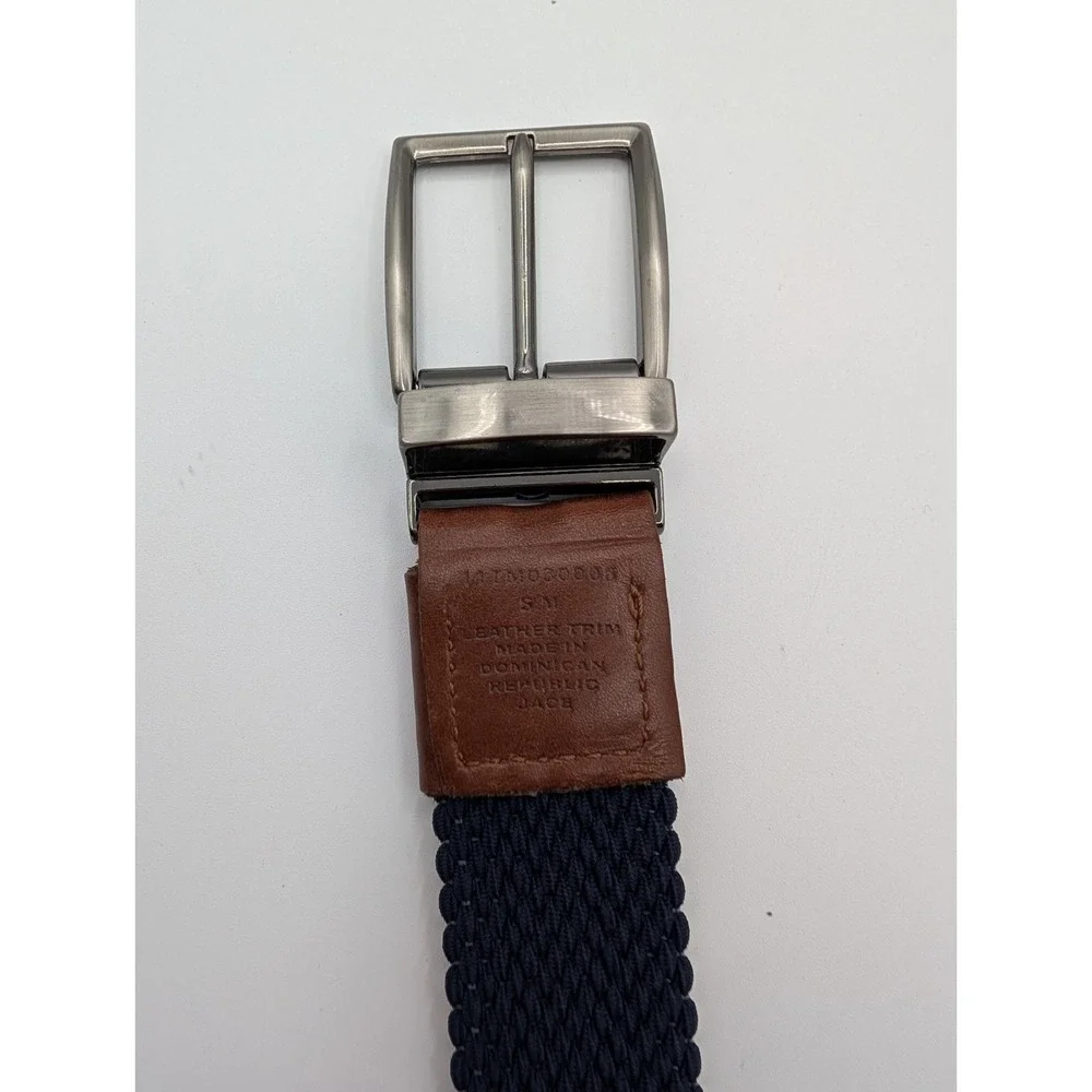 Tommy Bahama Stretch Belt Reversible Blue Tan Size S/M 1.5